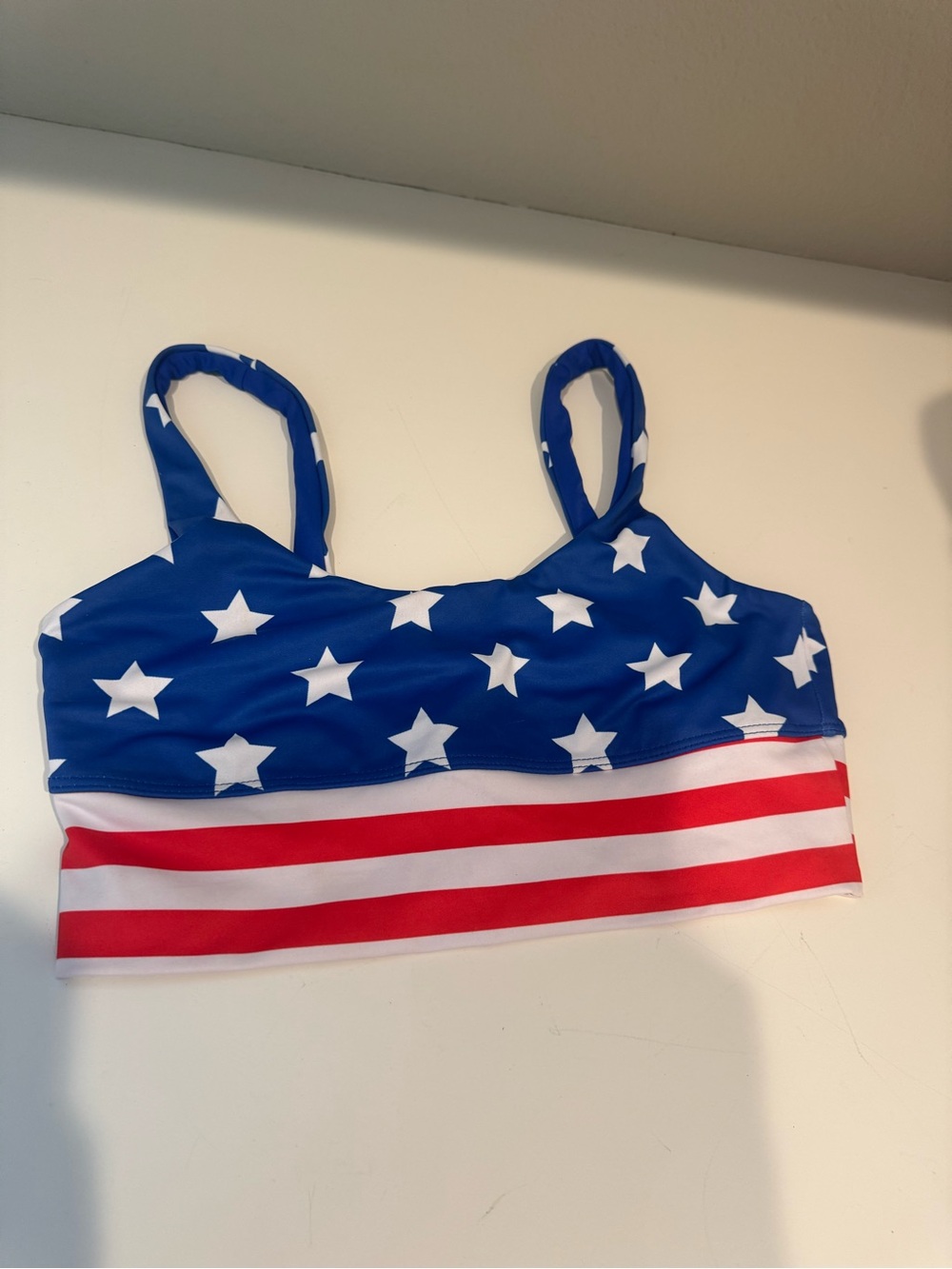 Beach Riot Blue, White & Red Star Stripe Bikini Top